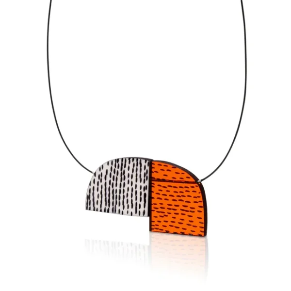 Concrete Necklace, Orange, Black & White