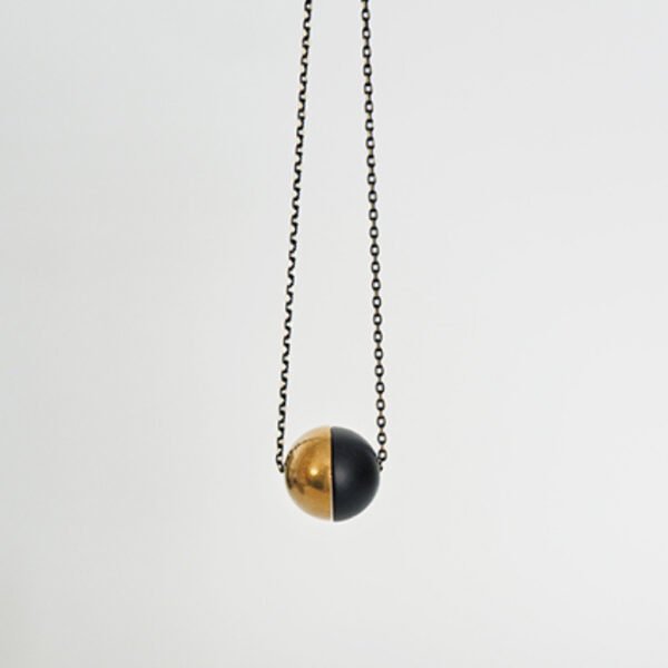 Brass + Black Ball Necklace