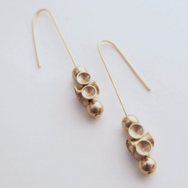 Nucleo Brass Diabolo + Ball Stack Earrings
