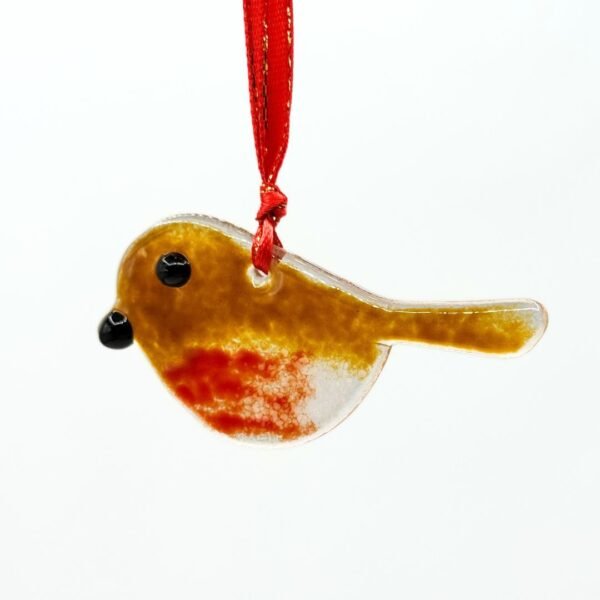 Fused Glass Robin Bauble